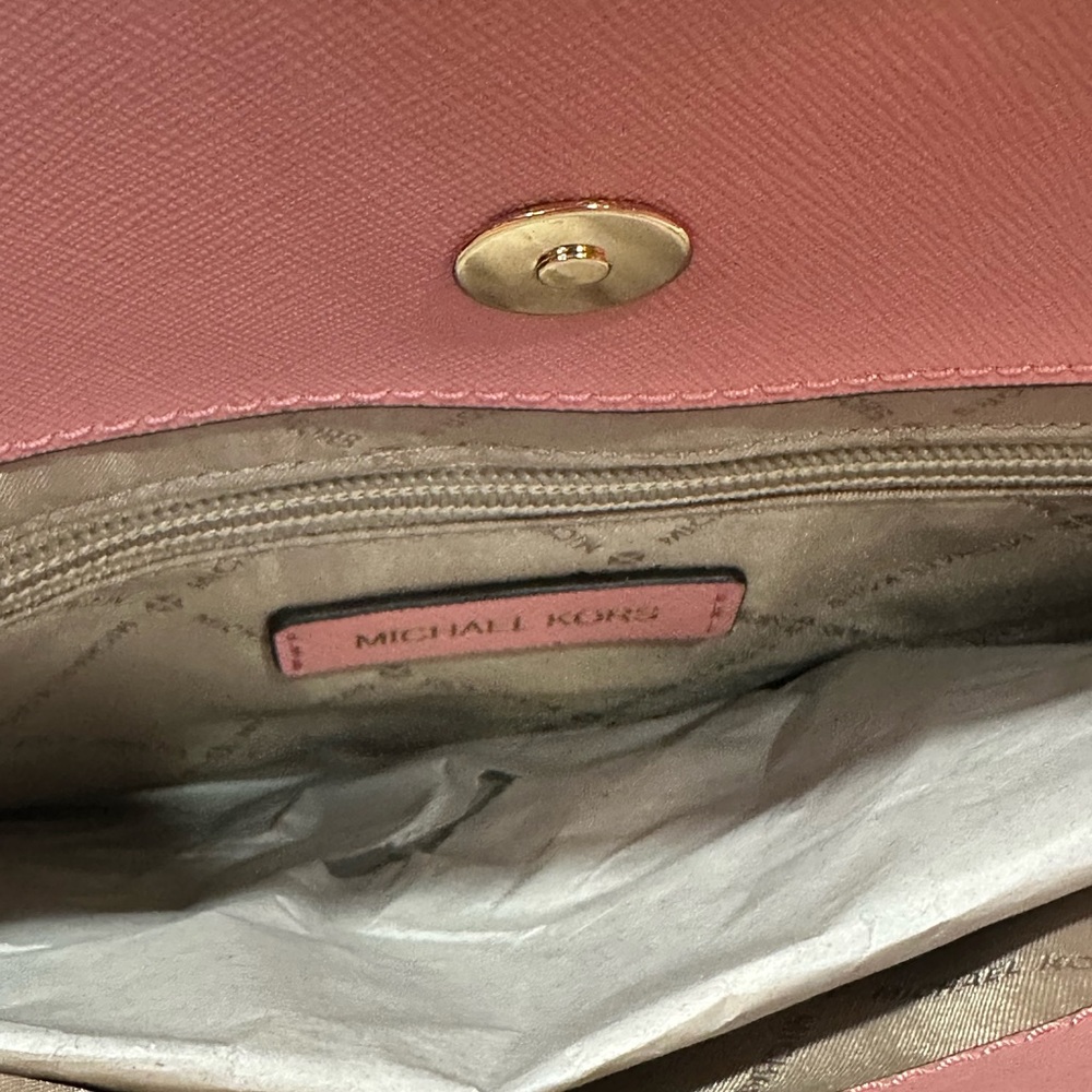 Michael Kors Brown Signature Satchel with Pink Trim - Picture 6 of 11